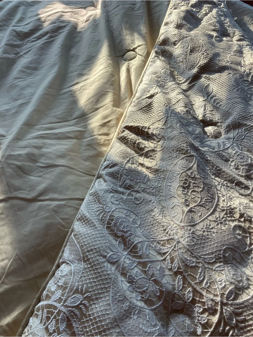 J. Queen New York Reversible Cream/Tan Comforter with Subtle Floral Embroidery